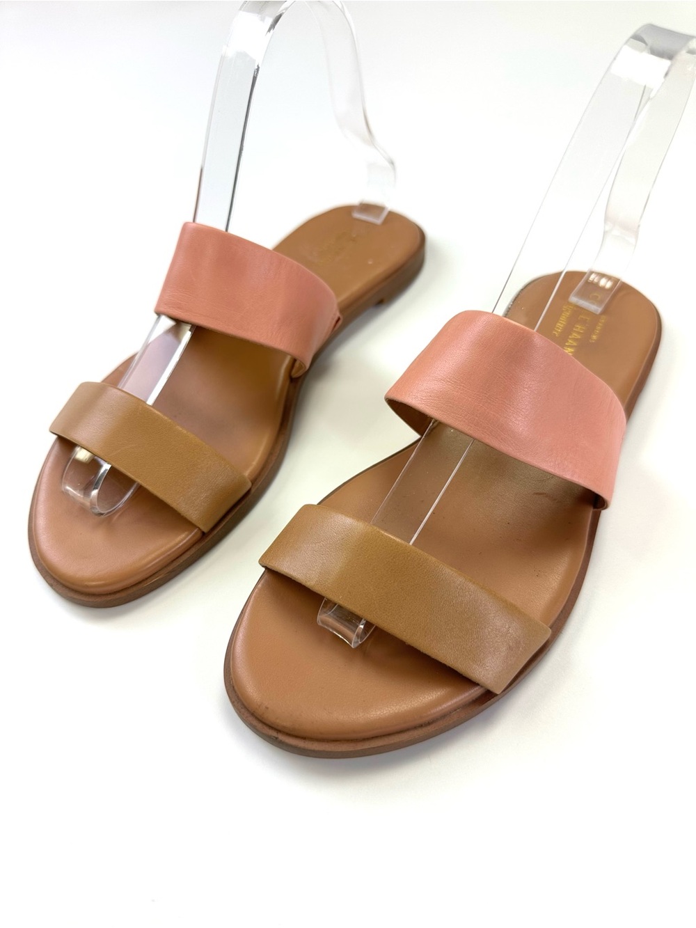 Cole Haan Leather Two Strap Sandals Blush Tan Size 7M Slip On Neutral Casual